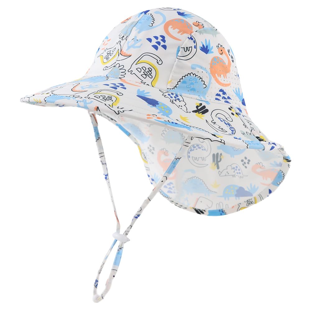 Zsedrut Toddler Summer Hat with Neck Flap Waterproof Kids Swim Hat Baby UV Prote