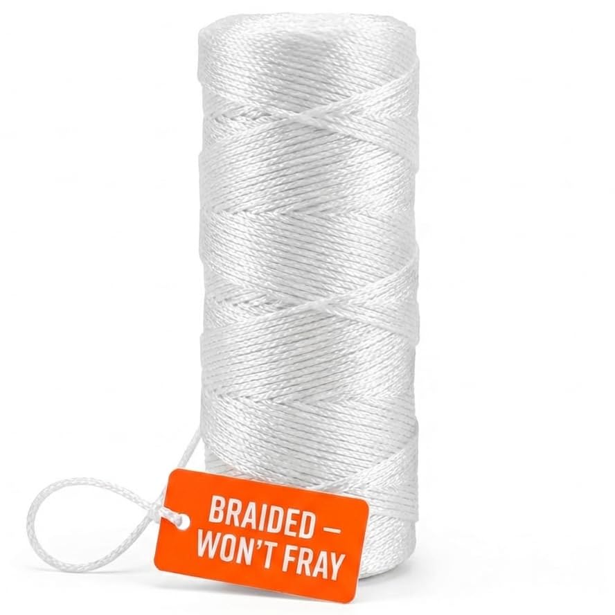 Bright White Twine String - #18 Strong Nylon String - 250 Ft Length - White Stri