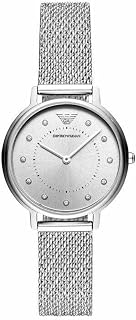 Emporio Armani Watch for Women, 32mm Two Hand Quartz Movement with Silver Tone Stainless Steel Strap