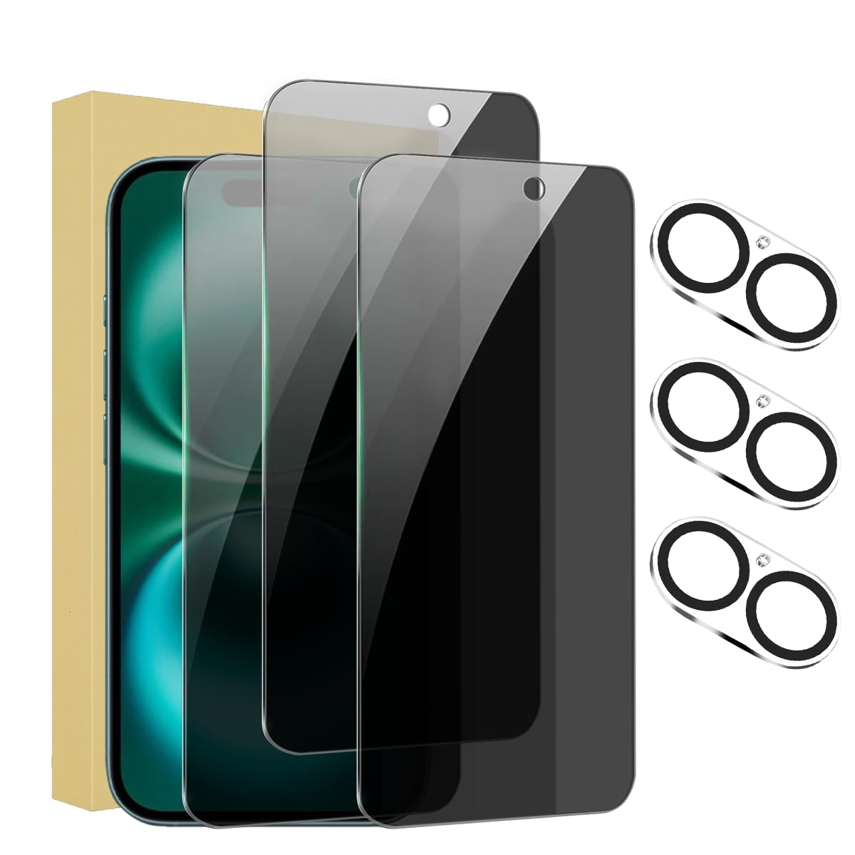 3+3 Pack iPhone 16 Plus Screen Protector with Camera Lens Protection, Full Cover