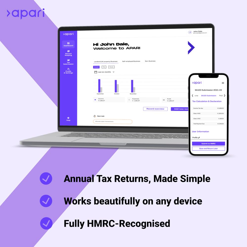 Simple Self Assessment by APARI | UK Tax Return | 1 User for 1 Tax Year | Activa