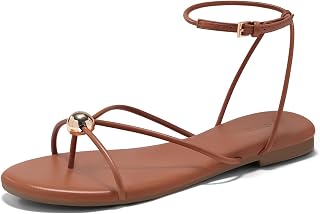 Coutgo Women Flat Sandals Ankle Strap Open Toe Summer Beach Sandals