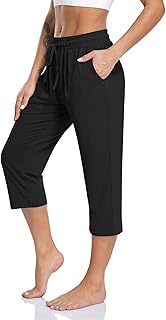 TARSE Womens Soft Drawstring Casual Yoga Pants with Pockets