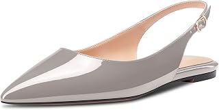 HDEUOLM Women's Flat Shoes Low Kitten Heel Lace Pumps Slip-on Slingback Office Shoes Party Dress