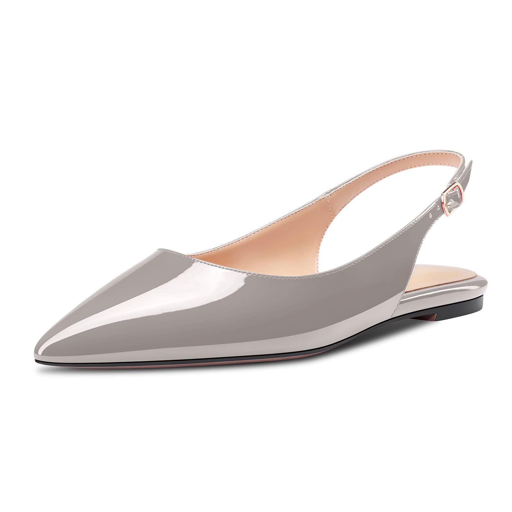 HDEUOLM Women's Flat Shoes Low Kitten Heel Lace Pumps Slip-on Slingback Office S