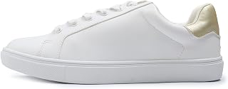 Feversole Women's Featured PU Leather Lace-Up Sneakers, Star Lace Up Sneakers in PU Leather for Women