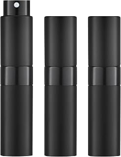 LISAPACK 8ml Travel Perfume Bottle Refillable, 3 PCS Cologne Atomizer Spray | Twist-up empty sprayer, small refill dispenser, portable size for purse pocket, leakproof, TSA essential for men women -black