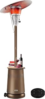 Mars Explo 50,000 BTU Patio Heater for Outdoor Use With Adjustable Heat Focusing Top, Portable Propane Patio Heater with Wheels, Stainless Steel Burner for Porch, Deck, Garden, Commercial (Brown)