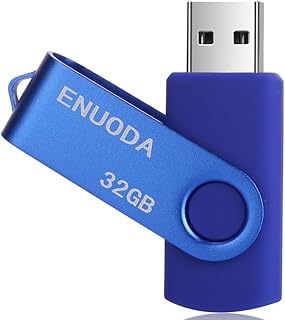 ENUODA Memory Stick 32GB USB 2.0 Flash Drives Swivel Design Pen Drive Fold Storage Thumb Drive with LED Light(Blue)