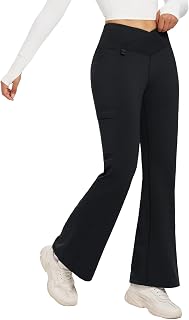 baleaf Fleece Lined Trousers Womens Thermal Flared Leggings Water Resistant Pants with Zip Pockets Winter Walking Hiking