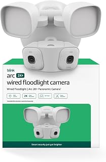 Blink Arc 2K+ Wired Floodlight Camera (newest model) — Wired smart security, 3000 lumens, 2K video, 180° coverage – 2 cameras (White), 1 mount (White)