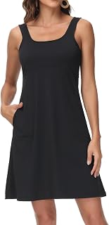 Women’s UPF 50+ Tank Dress A-Line with Pockets Breathable Quick Dry Sun Protection for Hiking Camping Beach Outdoor