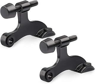 HOMOTEK 2 Pack Hinge Pin Black Door Stopper,Adjustable Deluxe Heavy Duty Door Stopper 2-1/2"x1-3/4”,with Black Rubber Bumper Tips