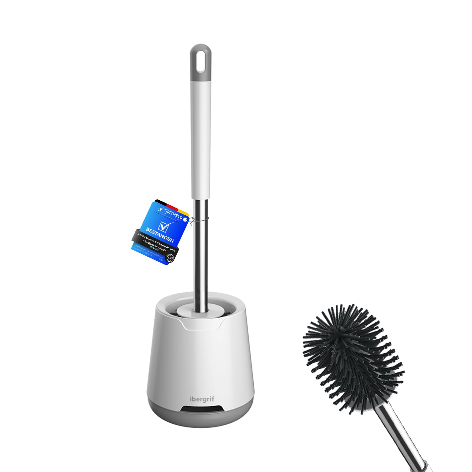 Ibergrif Silicone Toilet Brushes & Holders, Quick Drying, Deep Cleaning | Long S