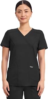 Cherokee Scrubs for Women Mock Wrap Top with 3 Pocket, Back Princess Seams WW610