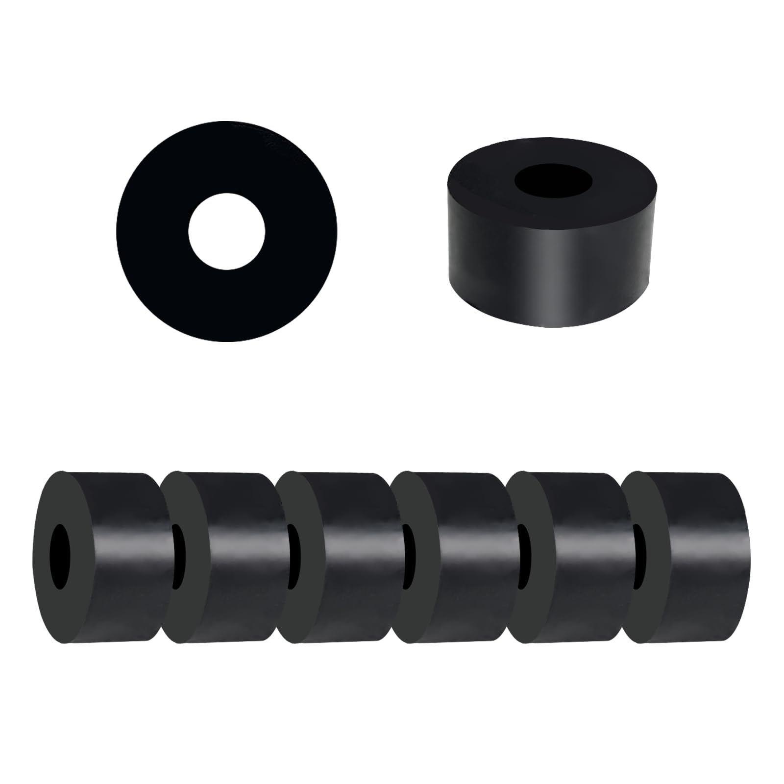8Pcs Rubber Spacers, 1'' OD x 3/8'' ID x 0.5'' Thickness Black Round | Vibration