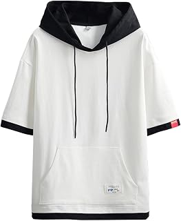 SHOREKEEPER Hoodie, Men's, Half Sleeve, Summer Clothing, Short Sleeve T-Shirt, Layered Style, Loose Fit, Cotton, Hooded Sweatshirt, Stylish, Casual, Pullover