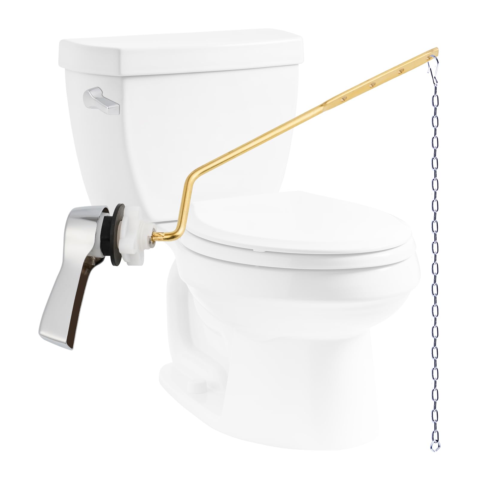 Hibbent Universal Metal Side Mount Toilet Handle Replacement Kit, Chrome | Solid