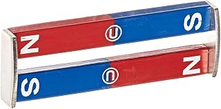 United Scientific™ Alnico Bar Magnets, 3" Long, Pair, Blue/Red | 1/2" Width, 1/4" Thick, Alnico 1 Alloy, Poles Clearly Marked, Includes End Keepers, Durable Classroom Use, Sold in Pairs