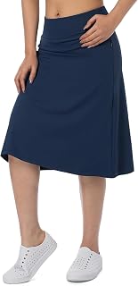 Women's Knee Length Midi Skirts with Zipper Pockets, Length 26 inches, Athletic Swimming Skirt for Women
