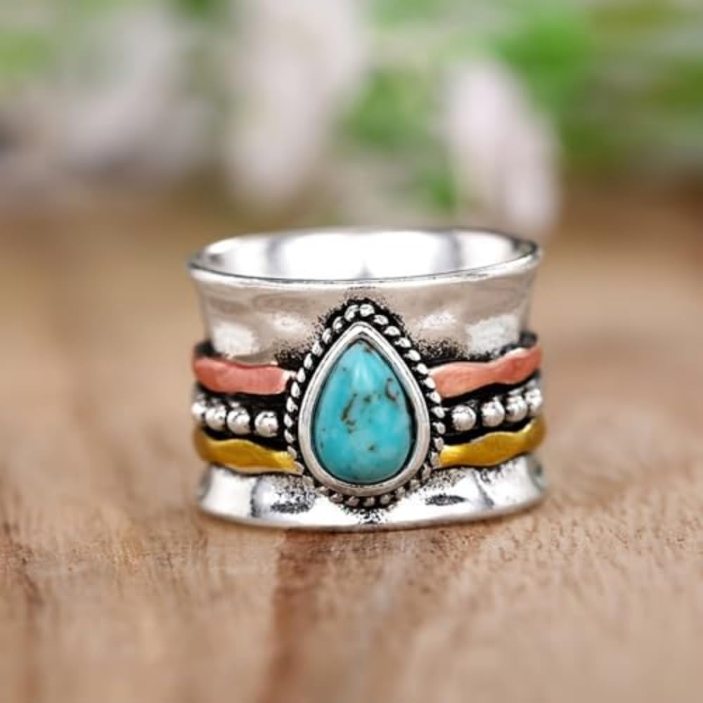 White Gold Plated Inlay Cubic Zirconia Boho Chic Wide Statement Ring Personalize
