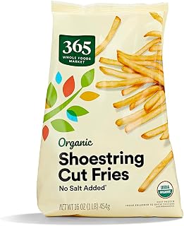 365 by Whole Foods Market, Organic Shoestring French Fries No Salt Added, 16 Ounce, (Frozen)