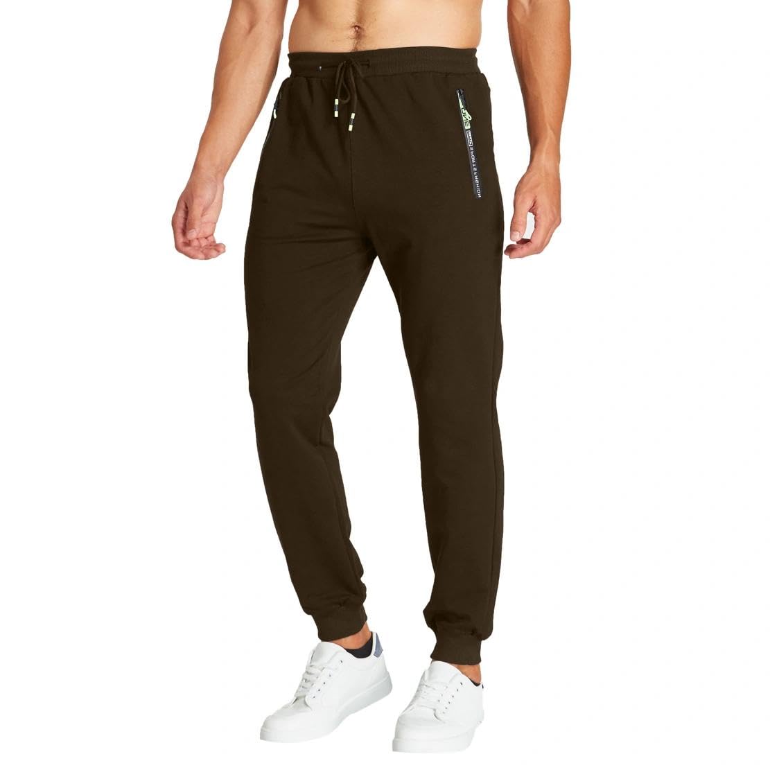 ZOXOZ Men's Sports Trousers Cotton with Elastic Waist with Zip Pockets