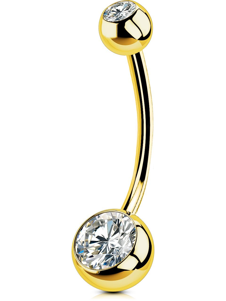 OUFER Belly Button Ring Surgical Steel, Silver Gold 14G Internally Threaded Bell