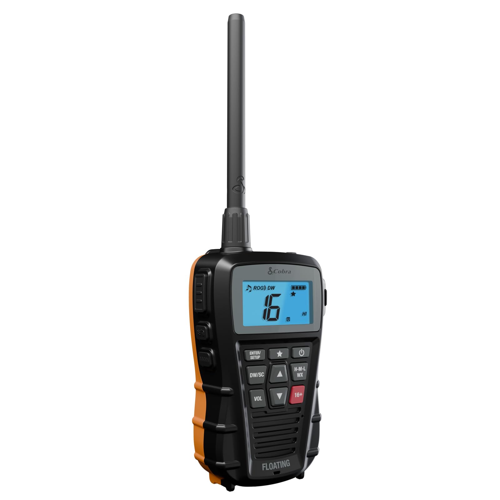 Cobra BlueBound 150 VHF Handheld Marine Radio, Black - 3-Watt, Floats | Long Ran