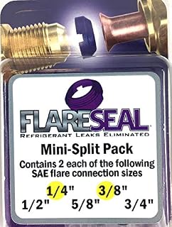 FlareSeal® Model MSP-0406 Leak Free SAE Flare Connections - Refrigerant Leaks Refrigeration, HVAC, Ductless, Schrader Valve or Mini Split Applications (1/4", Mini Split Pack - (2) 1/4" and (2) 3/8")