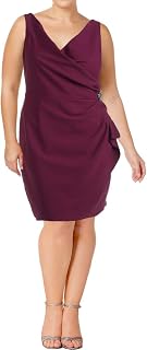 Alex Evenings Women's Slimming Short Ruched Dress with Ruffle Skirt (Petite and Regular Sizes)