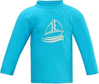 LACOFIA Children's Swimwear Long Sleeve Swimming T-Shirt for Boys Rashguard Sun Protection Quick Dry
