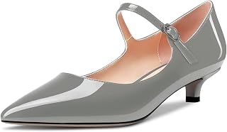 Aachcol Women's Mary Jane Kitten Low Heel Pumps Pointed Toe Slip-on Dress Shoes Party Wedding Office 3.5CM