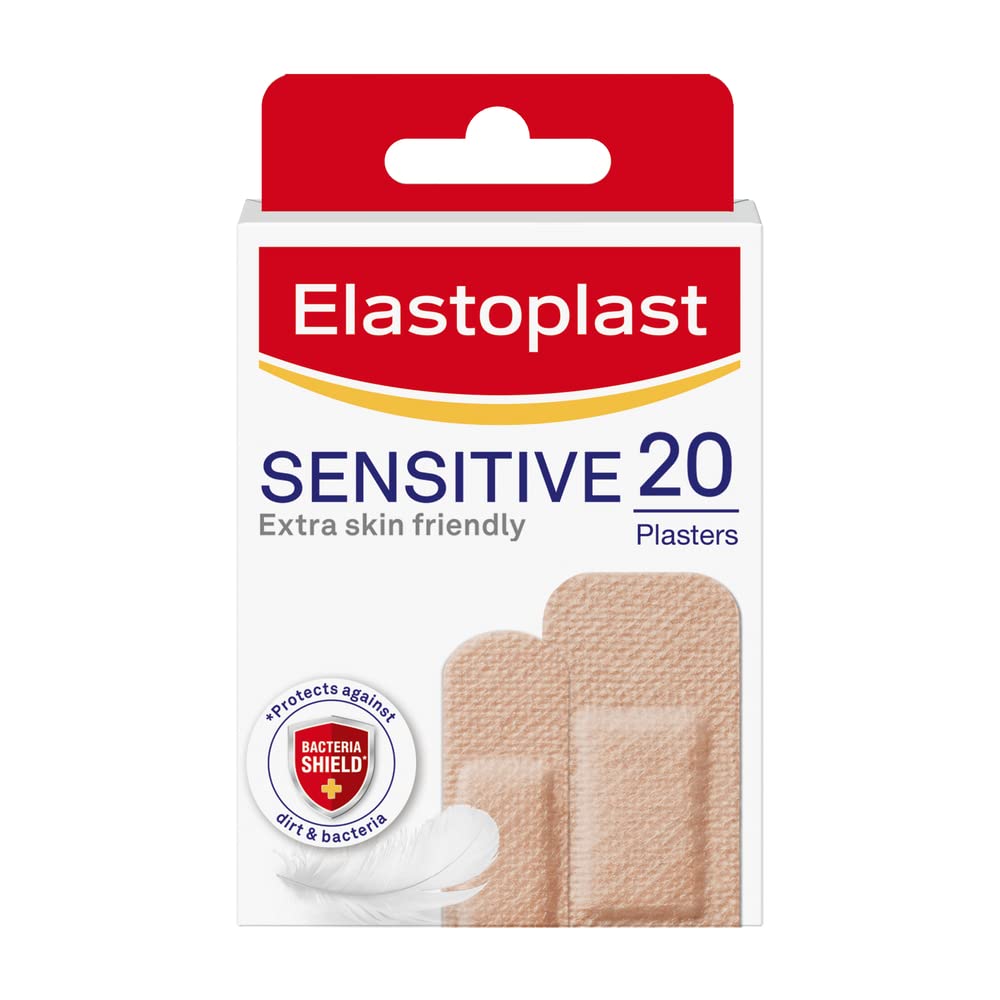 Elastoplast Sensitive Hypoallergenic Plasters, 20 Count | Extra Skin-Friendly Wo