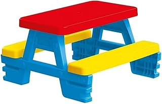 Dolu 4-Seater Plastic Picnic Table - Indoor Outdoor Kids Activity Bench | Durable colorful toddler furniture for ages 2-5; seats 4 for crafts and snacks; easy-clean 43x77x71 cm waterproof frame