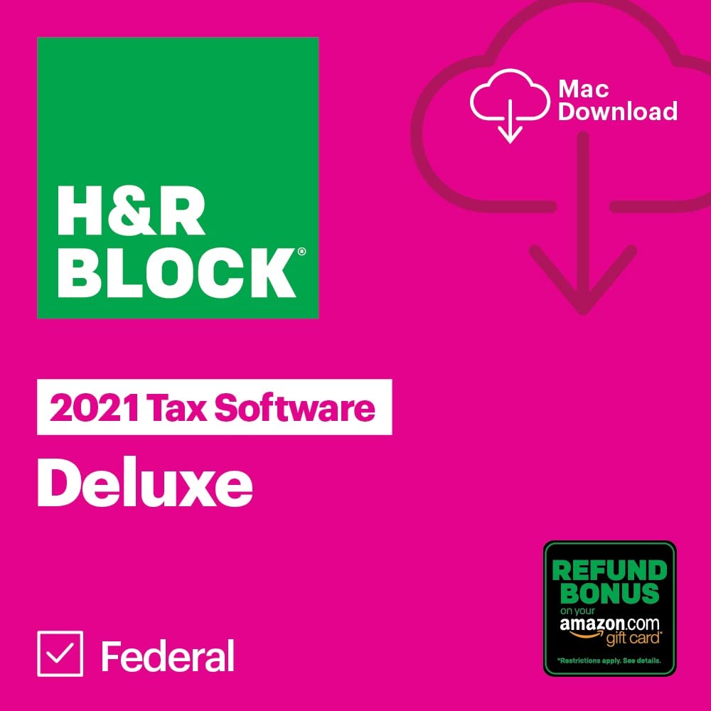 H&R Block Tax Software Deluxe 2021 Mac [Mac Download] [Old Version]