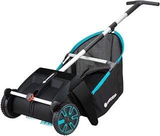 GARDENA 21" Lawn & Leaf Collector with 3.2 Cu. Ft. Catcher Bag | Adjustable Height Wide Brush Pickup, Easy to Maneuver Yard Debris Collector, Space Saving Storage