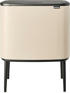 Brabantia Bo Touch Bin - 3 x 11L Inner Buckets - (Soft Beige) Waste/Recycling Kitchen Bin - Soft-touch