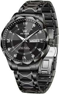 Olevs Watches for Men Analog Dress Waterproof Mens Watches Quartz Big Face Luxury Metal Mens Watch Classic Casual Diamond Durable Watch for Men Stainless Steel Easy Read Men's Watches with Day Date