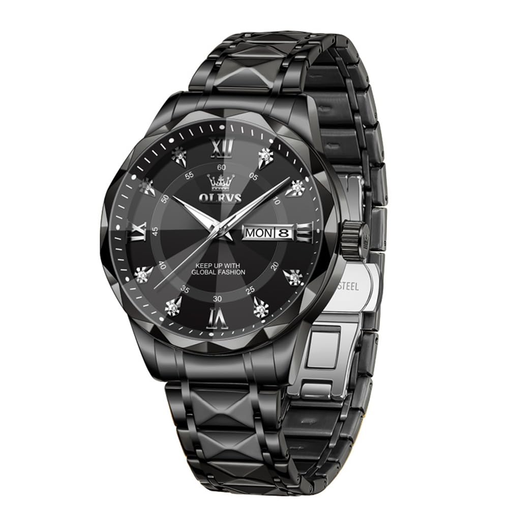 Olevs Watches for Men Analog Dress Waterproof Mens Watches Quartz Big Face Luxur