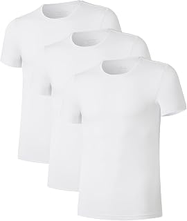 COLORFULLEAF Mens Bamboo Rayon Undershirts Crew Neck T Shirts Short Sleeve Slim Fit Tees Moisture Wicking 3 or 6 Pack