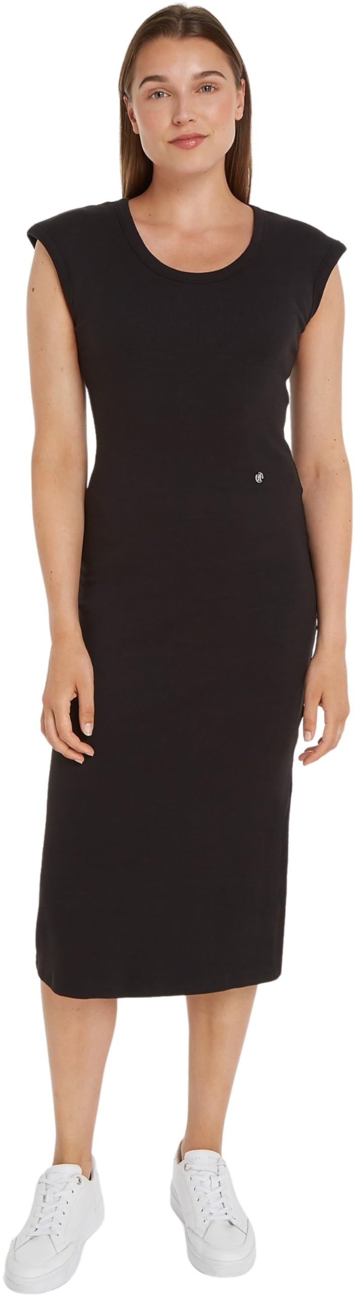 Tommy Hilfiger Slim Rib Drs Midi Cap Sleeve Ww0ww41273 Women's Bodycon Dresses