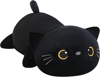 SQEQE Weighted Black Cat Plush, Weighted Stuffed Animal for Anxiety, Cute Black Cat Plushies Toy Gift for Kids(23.6 Inch/3.1 Lbs)