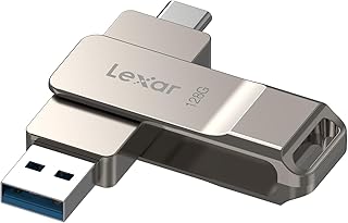 Lexar D40E 128GB Dual USB 3.2 Gen 1 Type-C Jump Drive, Champagne Silver | USB-C Flash, Metal Housing, Swivel Design, Thumb Drive