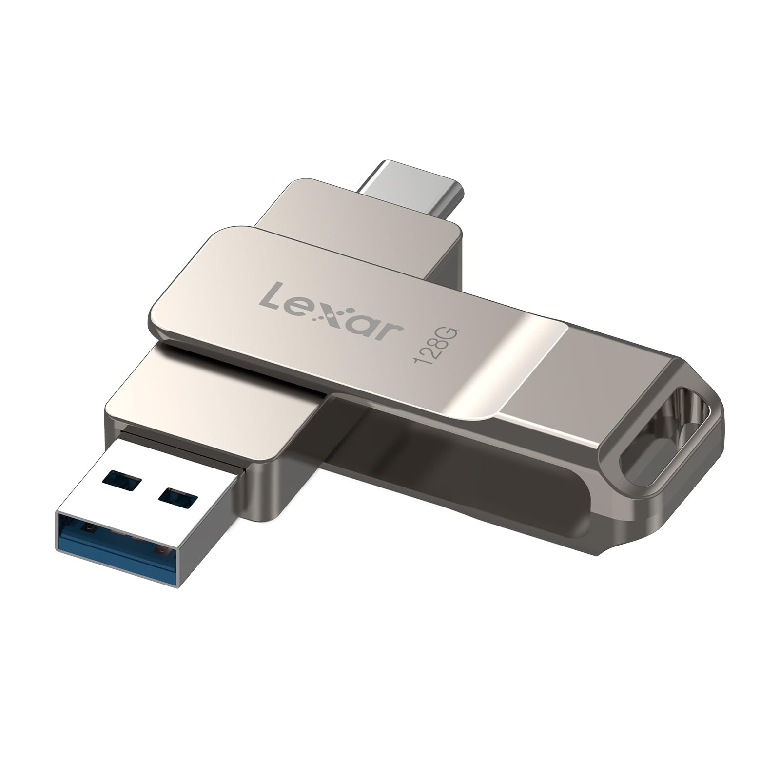Lexar D40E 128GB Dual USB 3.2 Gen 1 Type-C Jump Drive, Champagne Silver | USB-C 
