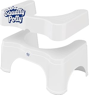 Squatty Potty Adjustable 2.0 Bathroom Toilet Stool 7 inch & 9 inch. - White | Convertible to 7 inch or 9 inch Height with Removable Topper for Adults and Kids Squatty Stool