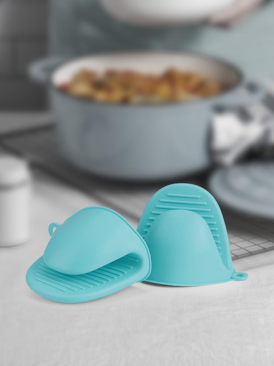 2 Pcs Mini Silicone Oven Gloves Heat Resistant Pot Holders for Kitchen Baking (L