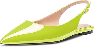 HDEUOLM Women's Flat Shoes Low Kitten Heel Lace Pumps Slip-on Slingback Office Shoes Party Dress