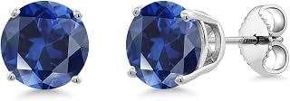 Gem Stone King 2-4 Cttw Round Gemstone Birthstone Stud Earrings For Women Men | 925 Sterling Silver | Round 7MM | Fine Jewelry Gifts for Women Her Mom Wife Men