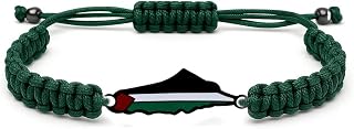 Palestine Map Bracelet, Handmade Rope Adjustable Jewelry, Middle Eastern Faith Gift for Men and Women, Unisex Cultural Bracelet YA5882